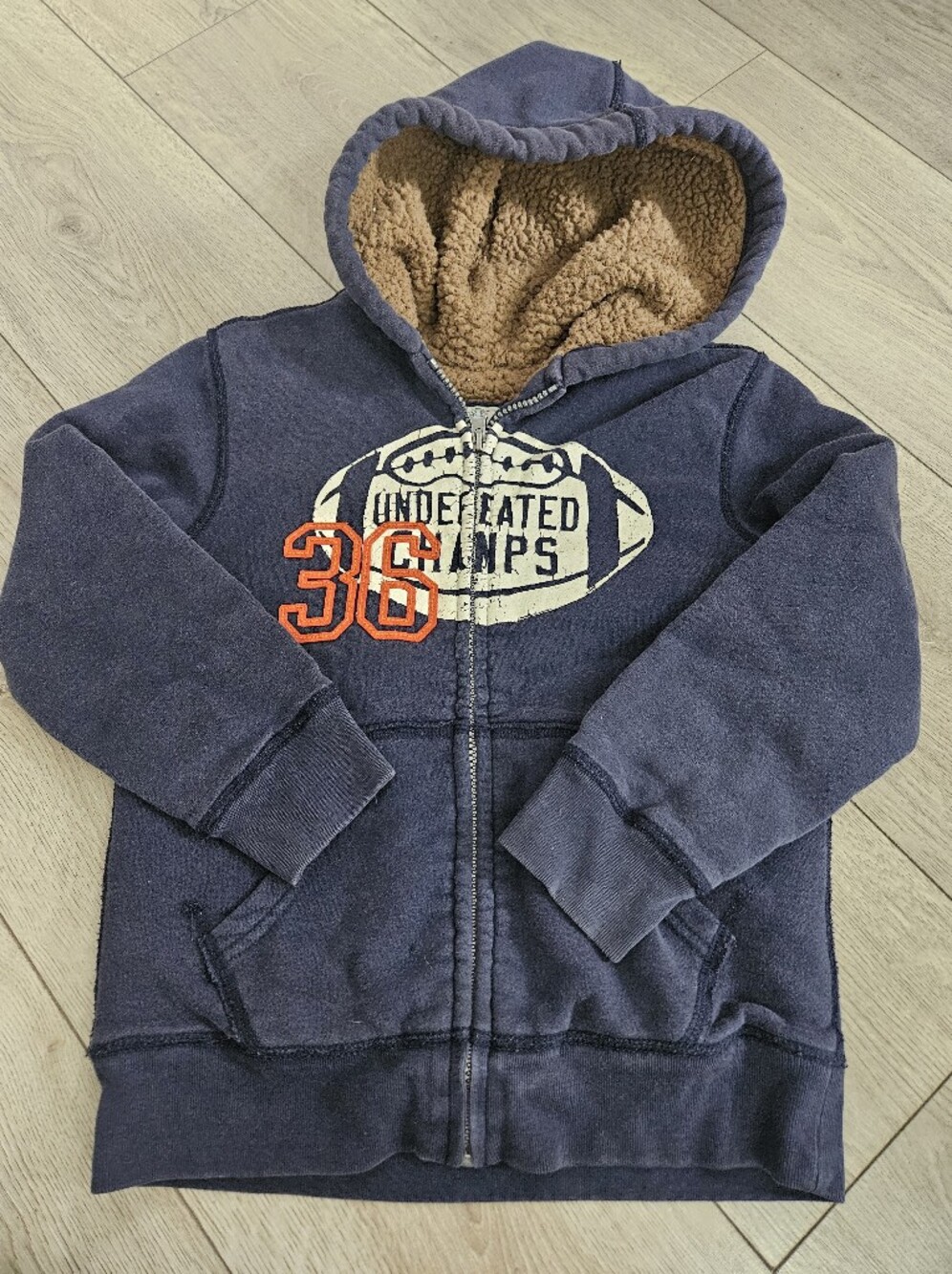 The Children's Place Boys Navy Blue Sherpa-Lined Zip Hoodie - Size S (5/6)